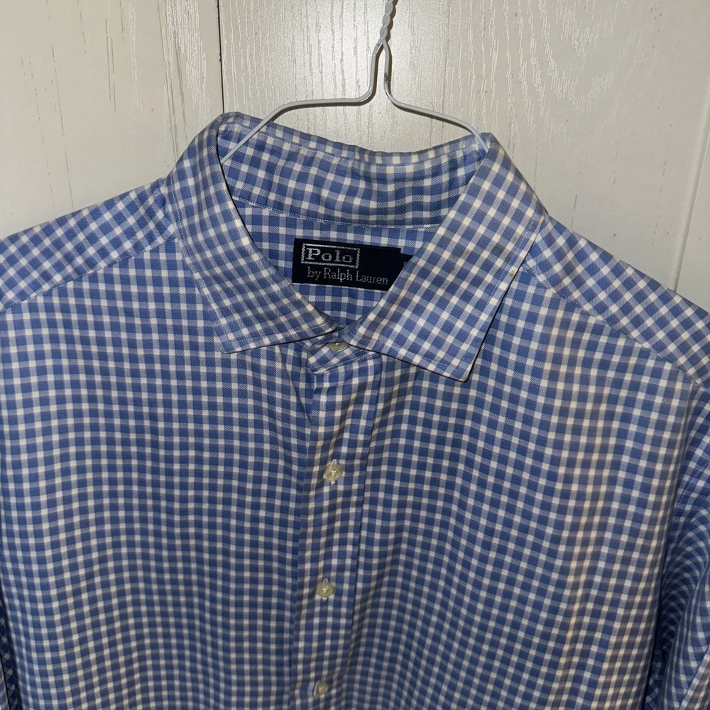 Polo Ralph Lauren Classic Fit Mens Button Down Shirt Blue Gingham Long Sleeve XL